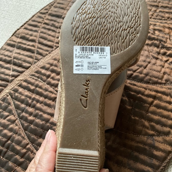 Clarks Leather Rope Wedge Sandals, Lafley Alaine, Blush, Size 7, Espadrilles NWT - Picture 10 of 12